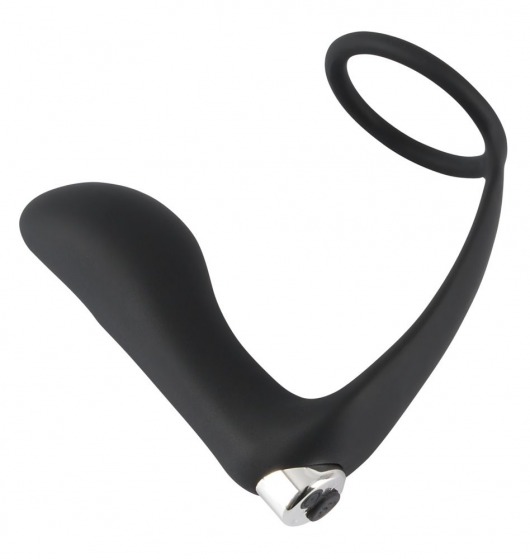 Черное эрекционное кольцо с анальной вибропробкой Vibrating Ring   Plug - Orion - в Пушкино купить с доставкой