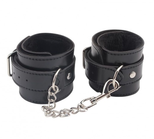 Черные оковы на ноги Obey Me Leather Ankle Cuffs - Chisa - купить с доставкой в Пушкино