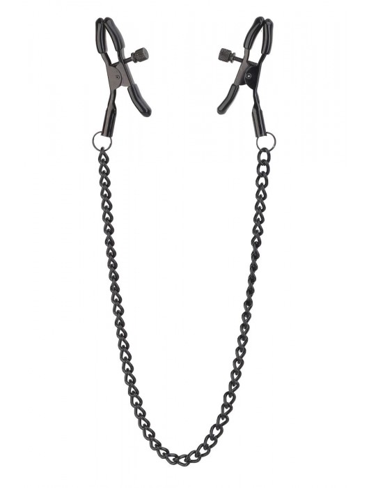 Черные зажимы на соски на цепочке BLAZE DELUXE NIPPLE CLAMPS - Dream Toys - купить с доставкой в Пушкино