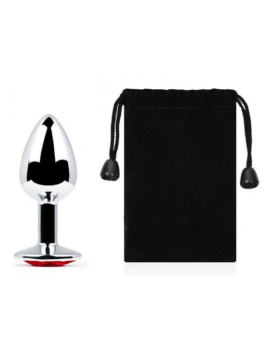 Серебристая анальная пробка с красным стразом - 7,2 см. - Anal Jewelry Plug - купить с доставкой в Пушкино