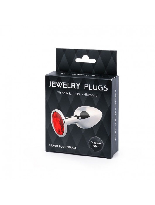 Серебристая анальная пробка с красным стразом - 7,2 см. - Anal Jewelry Plug - купить с доставкой в Пушкино