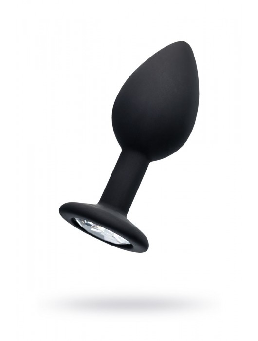 Черная анальная втулка с прозрачным стразом - 7,2 см. - POPO Pleasure - купить с доставкой в Пушкино