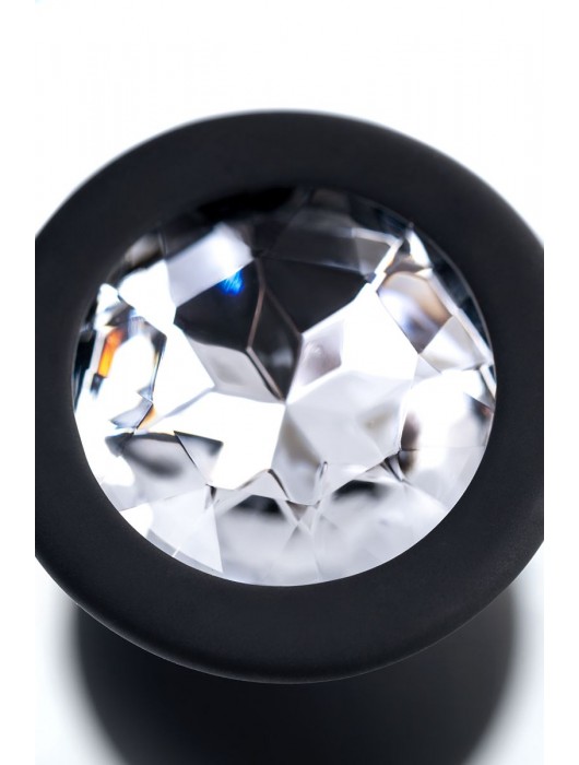 Черная анальная втулка с прозрачным стразом - 7,2 см. - POPO Pleasure - купить с доставкой в Пушкино