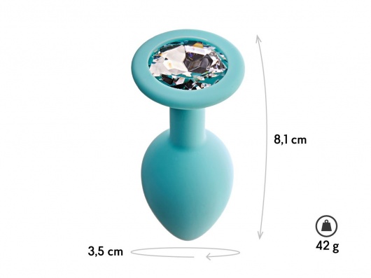 Аквамариновая анальная пробка с прозрачным кристаллом Gamma M - 8,1 см. - Le Frivole - купить с доставкой в Пушкино