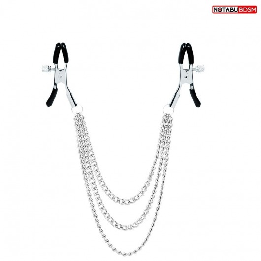 Оригинальные зажимы на соски с тройной цепочкой - Notabu - купить с доставкой в Пушкино