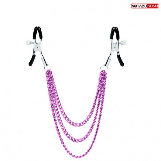 Оригинальные зажимы на соски с тройной розовой цепочкой - Notabu - купить с доставкой в Пушкино