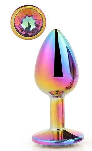 Голографическая анальная втулка с радужным кристаллом - 7,1 см. - Dream Toys - купить с доставкой в Пушкино