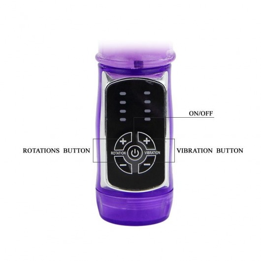 Фиолетовый ротатор с возвратно-поступательными движениями и клиторальным стимулятором - 24 см. - Baile