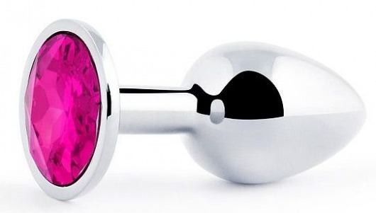 Серебристая анальная пробка с малиновым кристаллом - 7,2 см. - Anal Jewelry Plug - купить с доставкой в Пушкино