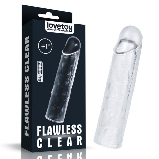 Прозрачная насадка-удлинитель Flawless Clear Penis Sleeve Add 1 - 15,5 см. - Lovetoy - в Пушкино купить с доставкой