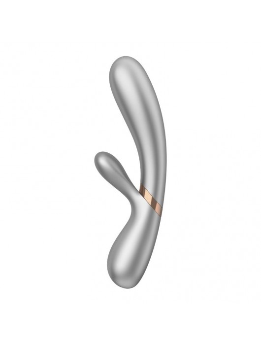 Серебристый вибратор-кролик Hot Lover с возможностью управления через приложение - 19,3 см. - Satisfyer
