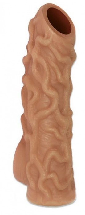 Телесная насадка с венками и открытой головкой Nude Sleeve L - 14 см. - KOKOS - в Пушкино купить с доставкой