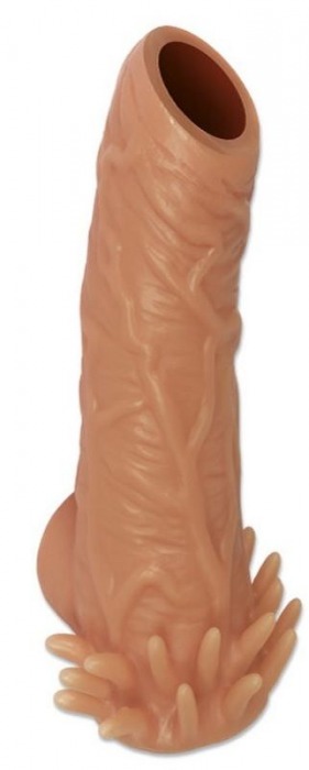 Телесная насадка с усиками и открытой головкой Nude Sleeve L - 14 см. - KOKOS - в Пушкино купить с доставкой