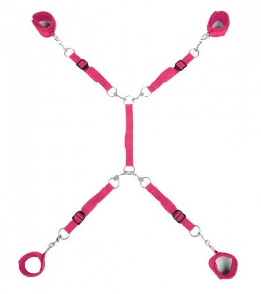 Ярко-розовый набор фиксаций на кровати Classic Bed Spreader - Lux Fetish - купить с доставкой в Пушкино