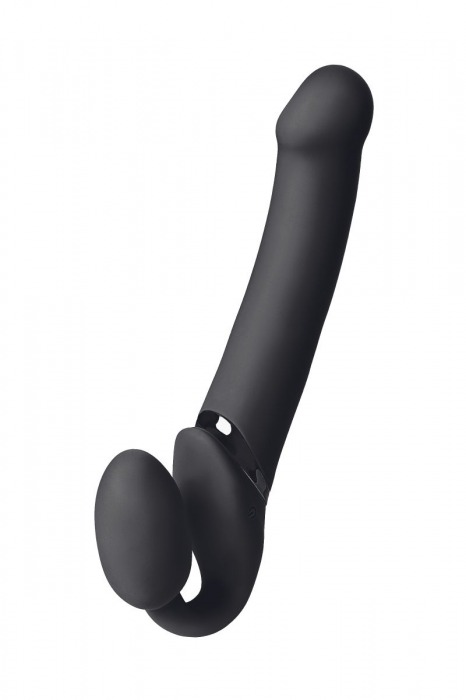 Черный безремневой вибрострапон Vibrating Bendable Strap-On L - Strap-on-me - купить с доставкой в Пушкино