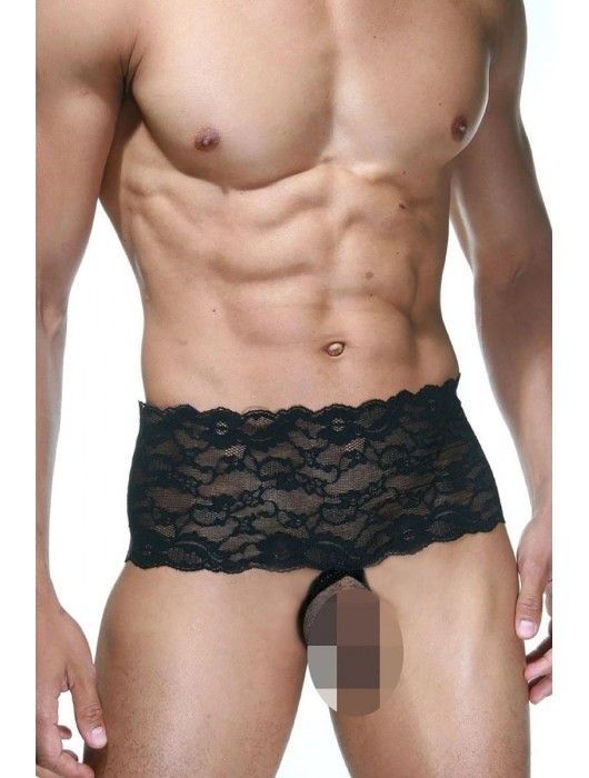 Мужские трусы с открытой интимной зоной и широким кружевным поясом - La Blinque купить с доставкой