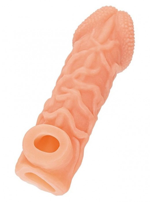 Телесная закрытая насадка с венками Cock Sleeve Size L - 17,6 см. - KOKOS - в Пушкино купить с доставкой