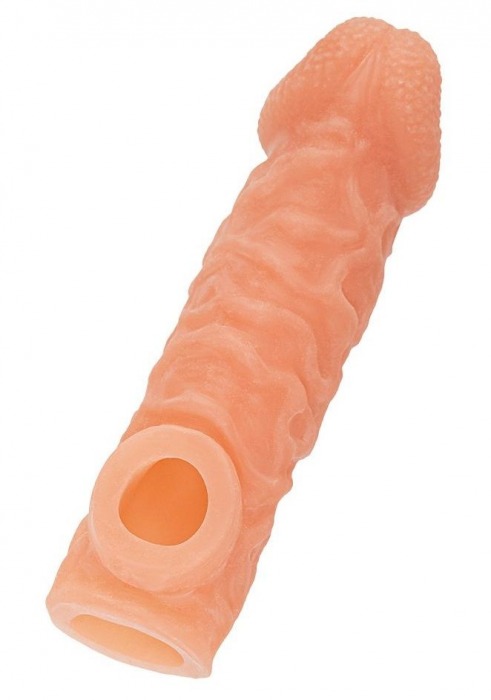 Телесная закрытая насадка с шершавой головкой Cock Sleeve Size M - 15,6 см. - KOKOS - в Пушкино купить с доставкой
