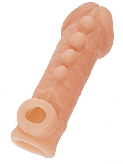 Телесная закрытая насадка с шишечками Cock Sleeve Size M - 15,6 см. - KOKOS - в Пушкино купить с доставкой