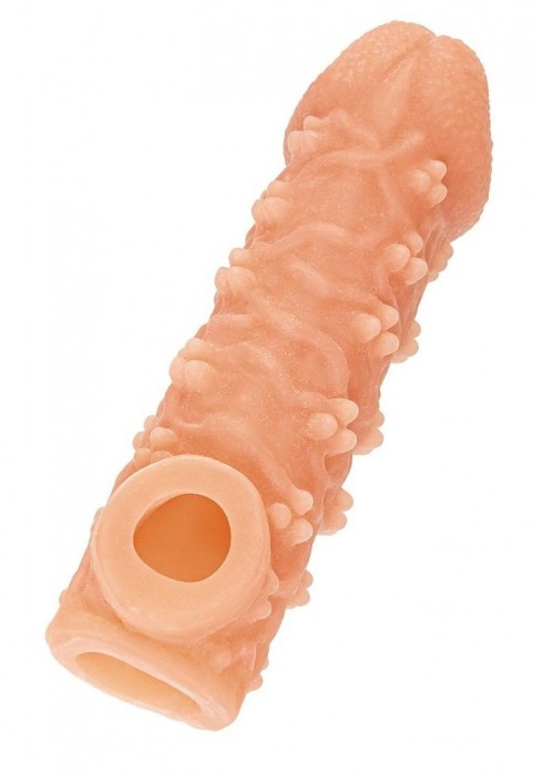 Телесная закрытая насадка с пучками шишечек Cock Sleeve Size M - 15,6 см. - KOKOS - в Пушкино купить с доставкой