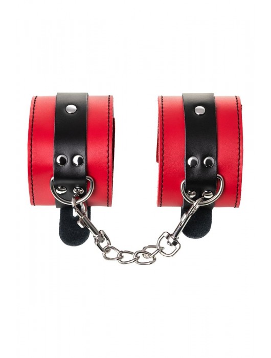 Красно-черные оковы на ноги из кожи - ToyFa - купить с доставкой в Пушкино