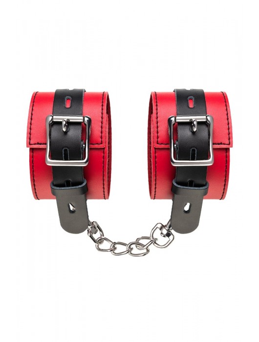 Красно-черные оковы на ноги из кожи - ToyFa - купить с доставкой в Пушкино