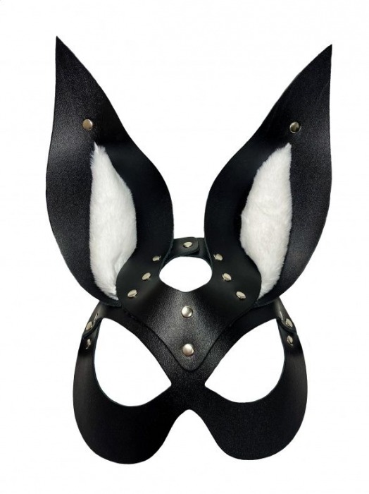 Черная маска зайки с белым мехом на ушках Miss Bunny - БДСМ Арсенал - купить с доставкой в Пушкино