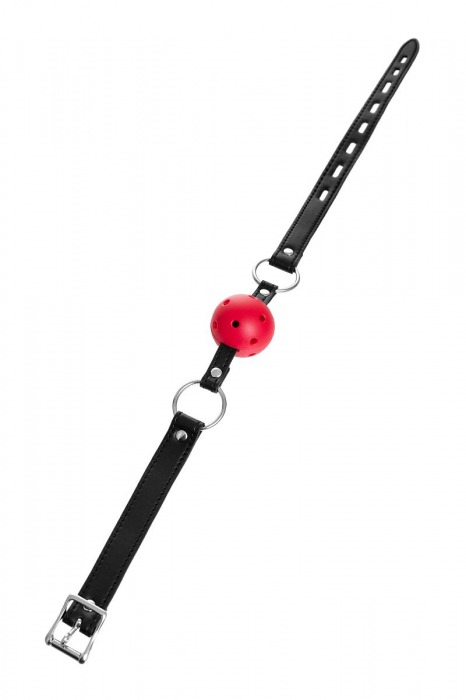 Красный кляп-шар на черных ремешках - ToyFa - купить с доставкой в Пушкино