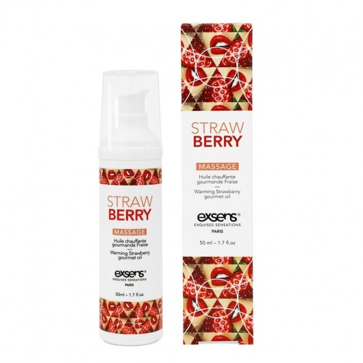Разогревающее массажное масло  с ароматом клубники Gourmet Strawberry - 50 мл. - Exsens - купить с доставкой в Пушкино