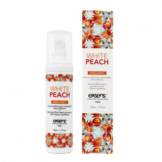 Разогревающее массажное масло Gourmet White Peach Organic с органическими ингредиентами - 50 мл. - Exsens - купить с доставкой в Пушкино