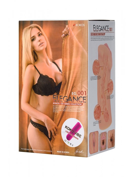 Реалистичный мастурбатор-вагина телесного цвета Elegance.001 с вибрацией - KOKOS - в Пушкино купить с доставкой