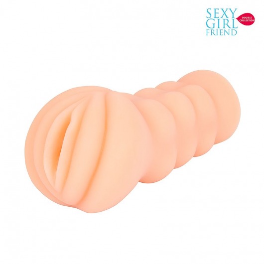 Телесный мастурбатор-вагина с комплектом эрекционных колец - Bior toys - в Пушкино купить с доставкой