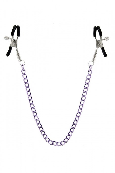 Зажимы для сосков с фиолетовой цепочкой Sweet Caress Nipple Chain - Sweet Caress - купить с доставкой в Пушкино