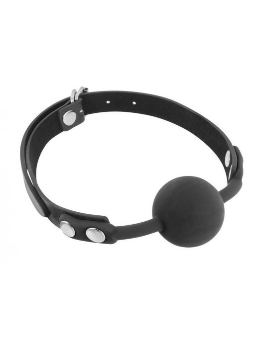 Черный силиконовый кляп-шарик на ремешках - Fetish Tentation - купить с доставкой в Пушкино