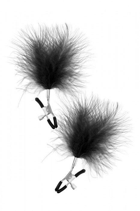 Зажимы на соски с черными пуховыми кисточками Sweet Caress Feather Nipple Clumps - Sweet Caress - купить с доставкой в Пушкино