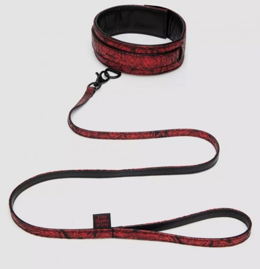Стильный ошейник с поводком Reversible Faux Leather Collar and Lead - Fifty Shades of Grey - купить с доставкой в Пушкино