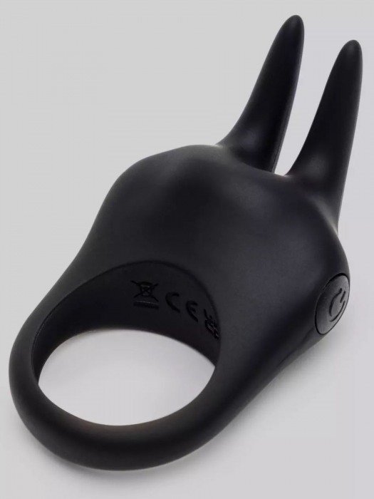 Черное эрекционное виброкольцо Sensation Rechargeable Vibrating Rabbit Love Ring - Fifty Shades of Grey - в Пушкино купить с доставкой