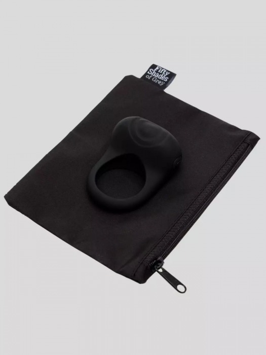 Черное эрекционное виброкольцо Sensation Rechargeable Vibrating Love Ring - Fifty Shades of Grey - в Пушкино купить с доставкой