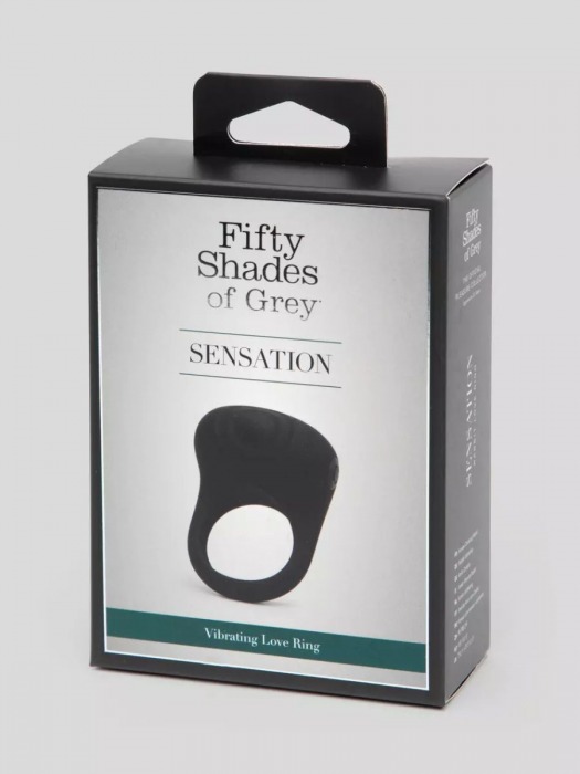 Черное эрекционное виброкольцо Sensation Rechargeable Vibrating Love Ring - Fifty Shades of Grey - в Пушкино купить с доставкой