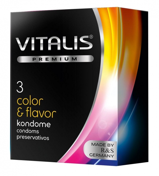 Цветные ароматизированные презервативы VITALIS PREMIUM color   flavor - 3 шт. - Vitalis - купить с доставкой в Пушкино