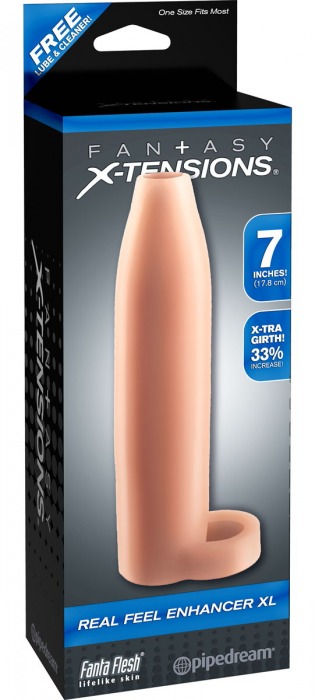 Телесная насадка Real Feel Enhancer XL - 17 см. - Pipedream - в Пушкино купить с доставкой