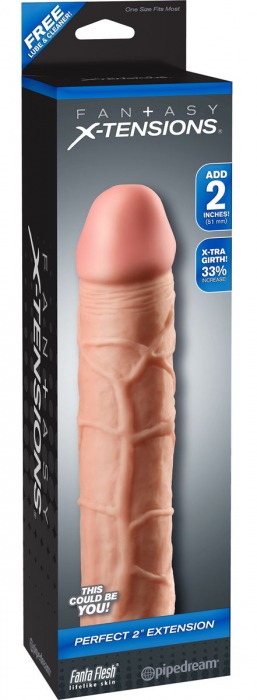 Телесная насадка Fantasy X-tensions Perfect 2  Extension - 20,3 см. - Pipedream - в Пушкино купить с доставкой