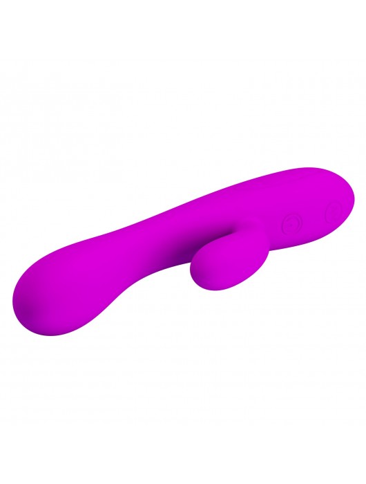 Лиловый вибратор Victor с клиторальным стимулятором - 17 см. - Baile