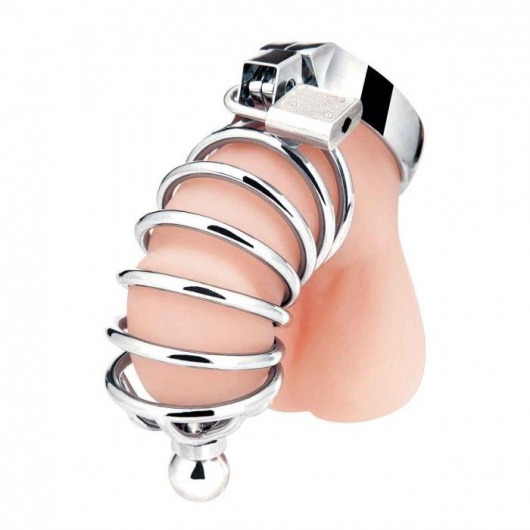 Серебристая клетка для члена Urethral Play Cage - BlueLine - купить с доставкой в Пушкино