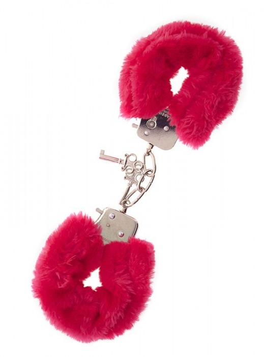 Металлические наручники с красной меховой опушкой METAL HANDCUFF WITH PLUSH RED - Dream Toys - купить с доставкой в Пушкино