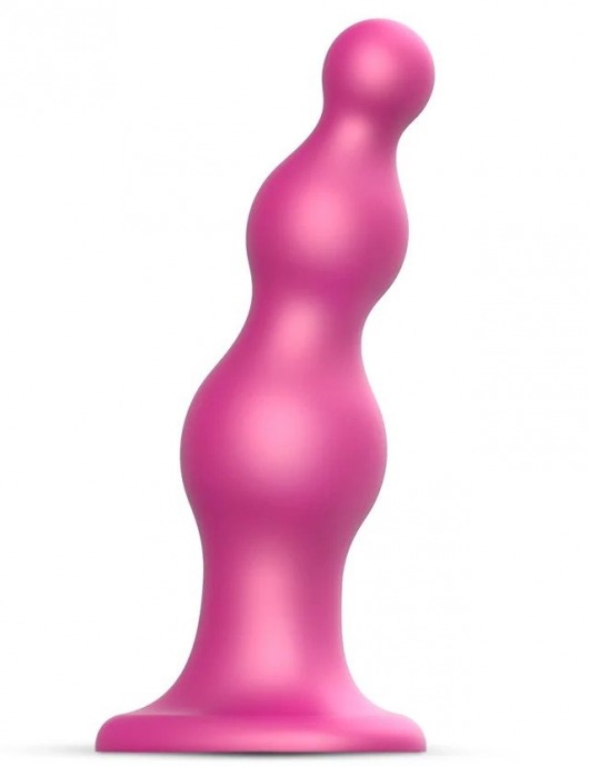 Розовая насадка Strap-On-Me Dildo Plug Beads size L - Strap-on-me - купить с доставкой в Пушкино
