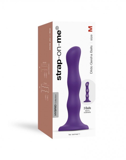 Фиолетовая насадка Strap-On-Me Dildo Geisha Balls size M - Strap-on-me - купить с доставкой в Пушкино