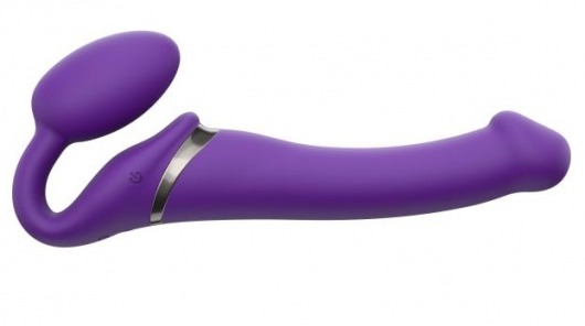 Фиолетовый безремневой вибрострапон Silicone Bendable Strap-On - size M - Strap-on-me - купить с доставкой в Пушкино