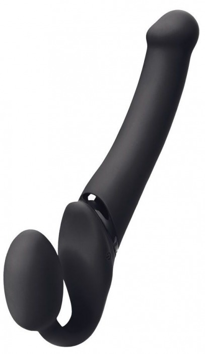 Черный безремневой вибрострапон Silicone Bendable Strap-On - size XL - Strap-on-me - купить с доставкой в Пушкино