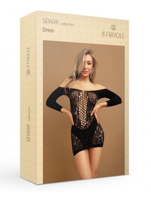 Искрящееся стразами платье с длинными рукавами - Le Frivole купить с доставкой